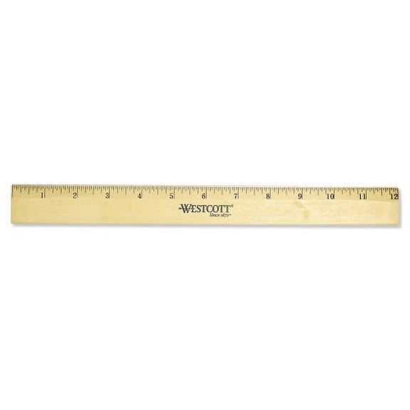 4Pack Westcott Wood Ruler with Single Metal Edge, Standard, 12" Long (05011)