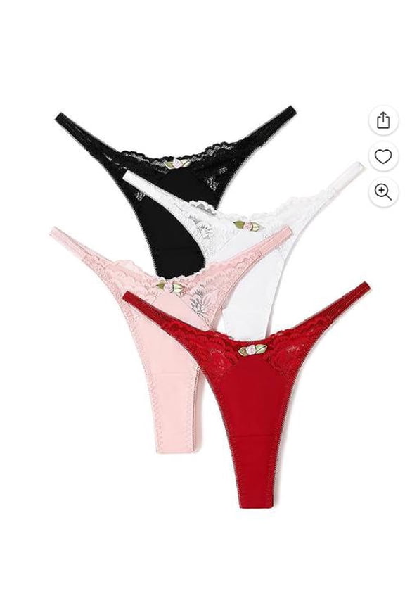 4Pack Women G-String Thongs Panties T Back Breathable Sexy Underwear