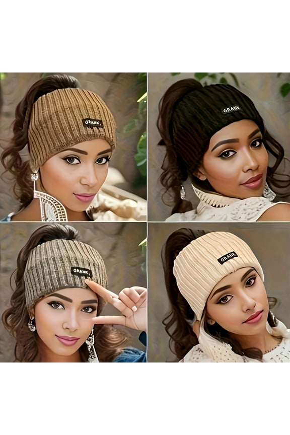 4Pack Women's Autumn Winter Knitted Thick Warm Headbands - Fashion Minimalist Sweet Style Fabric Hairbands, Soft and Comfortable Daily Headwear with Solid Color Knitting Design Ideal for party venues