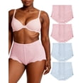 thumbnail image 1 of 4Pack Women's High Waisted Panties Moderate Tummy Control Shapewear Panties Stretch Lace Briefs for Women, 1 of 7