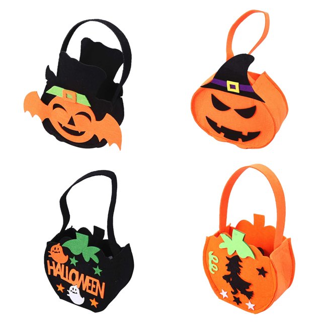 4Pack gift bags with handles fall candy bowl plastic pumpkin bucket