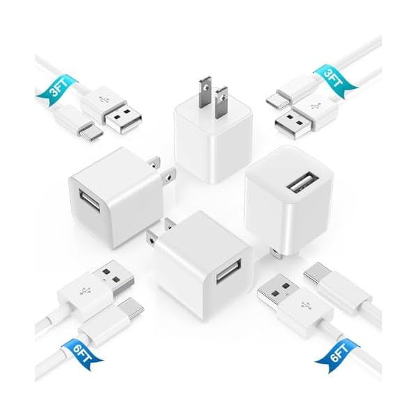 4Pack iPhone 16 15 USB Charger Block, [MFi Certified] 3FT&6FT USB A to USB C Cable with USB Wall Charger Plug for iPhone 16 15 Pro Max Plus, Apple Carplay USB C Charging Cord Type C for iPad,Samsung
