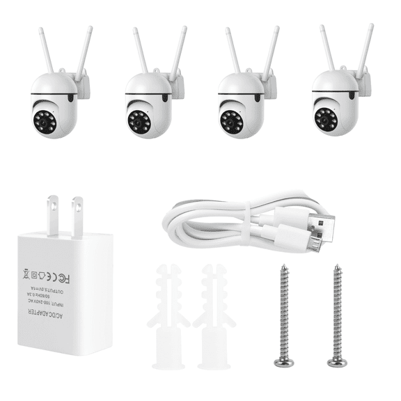4Packs 1080P Security Cameras, 2.4GHz WiFi Cameras Home Security, Dome Surveillance Cameras 360°, Waterproof Security Camera with Motion Detection, 2-Way Audio,SD Card & Cloud Storage