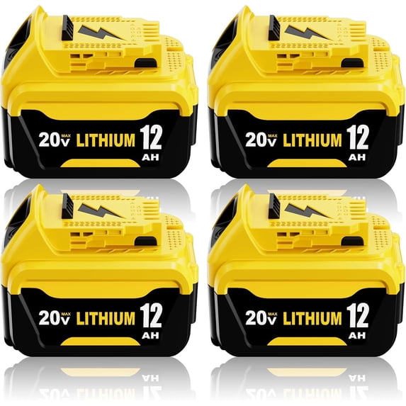 4Packs 12000mAh DCB206 Replacement for Dewelt 20v Max Battery 12.0Ah 20v Battery Lithium DCB206 DCB201 DCB203 DCB207 DCB204 DCB200