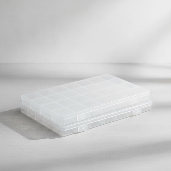 4Packs 28 Grids Bead Organizer Plastic Organizer Box with Fixed Dividers - Jewelry, Accessories, and Small Parts Container Clear Box for Jewelry Beads, Sewing, Drawing