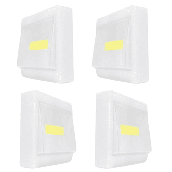 4Packs COB LED Switch Light Tap Lights Kids Night Light Super Bright Magnetic Stick 200 Lumen Flat Battery Operated lights for Stair Showroom Wardrobe Closet Shed Attic Emergency Walkway Light