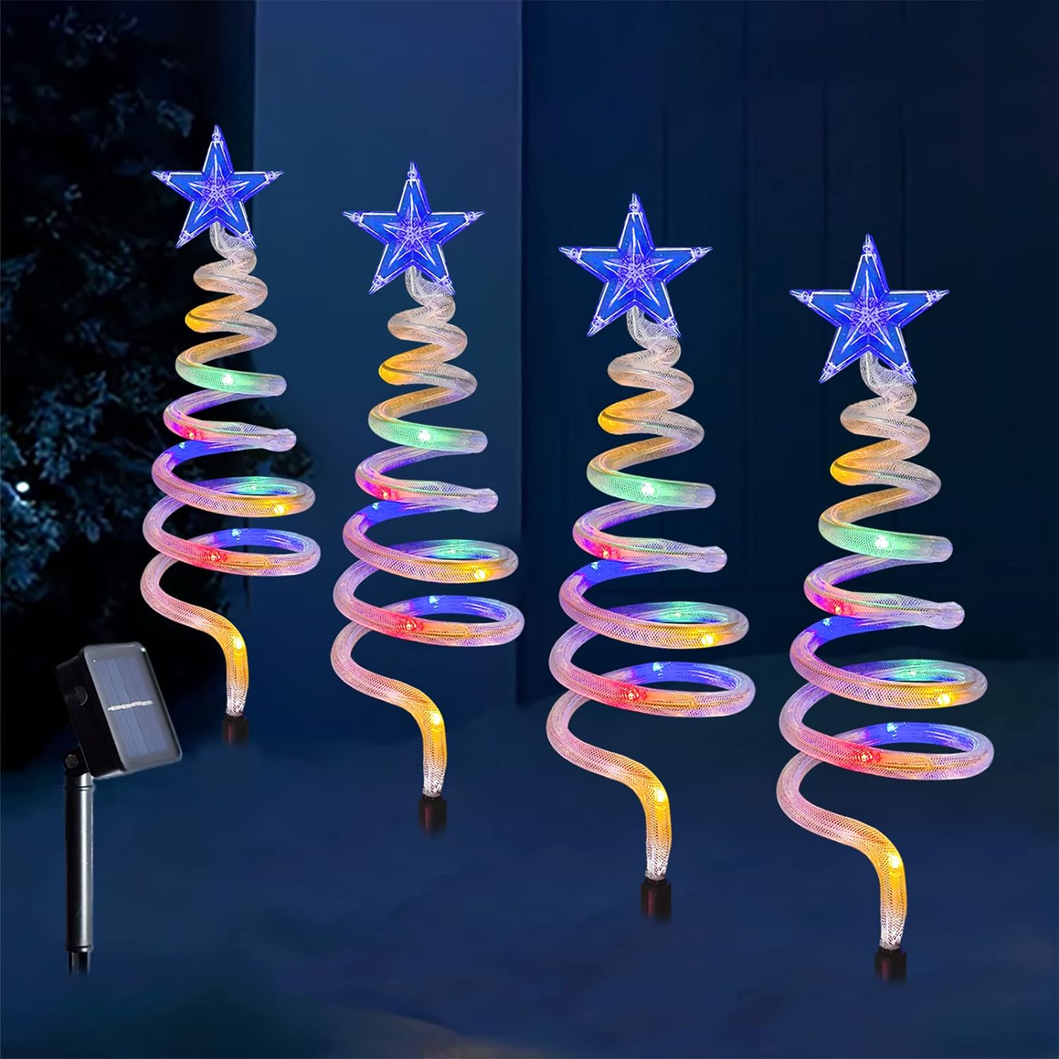 4Packs Christmas Pathway Lights Outdoor, Pathway Markers Christmas
