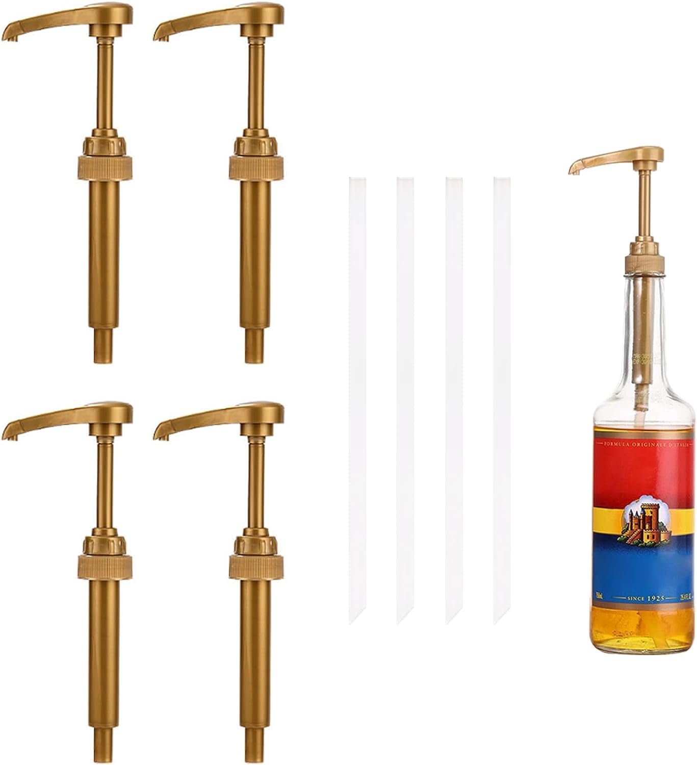 4Packs Coffee Syrup Pump, Coffee Syrup Dispenser 750ml Plastic Syrup