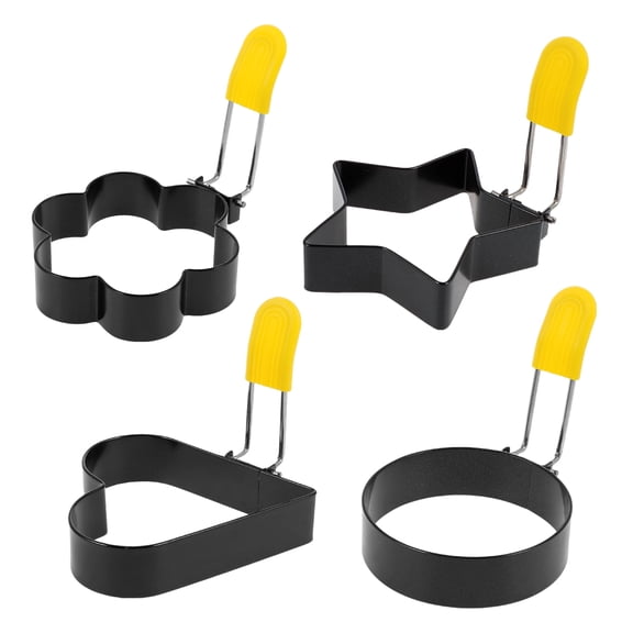 4Packs Egg Rings Fried Egg Mold Cooker Accessories Fried Egg Shaper Breakfast Tool for Fried Eggs Stainless Steel Non-Stick Pan Mold Egg Maker Mold for Kitchen Cooking Eggs