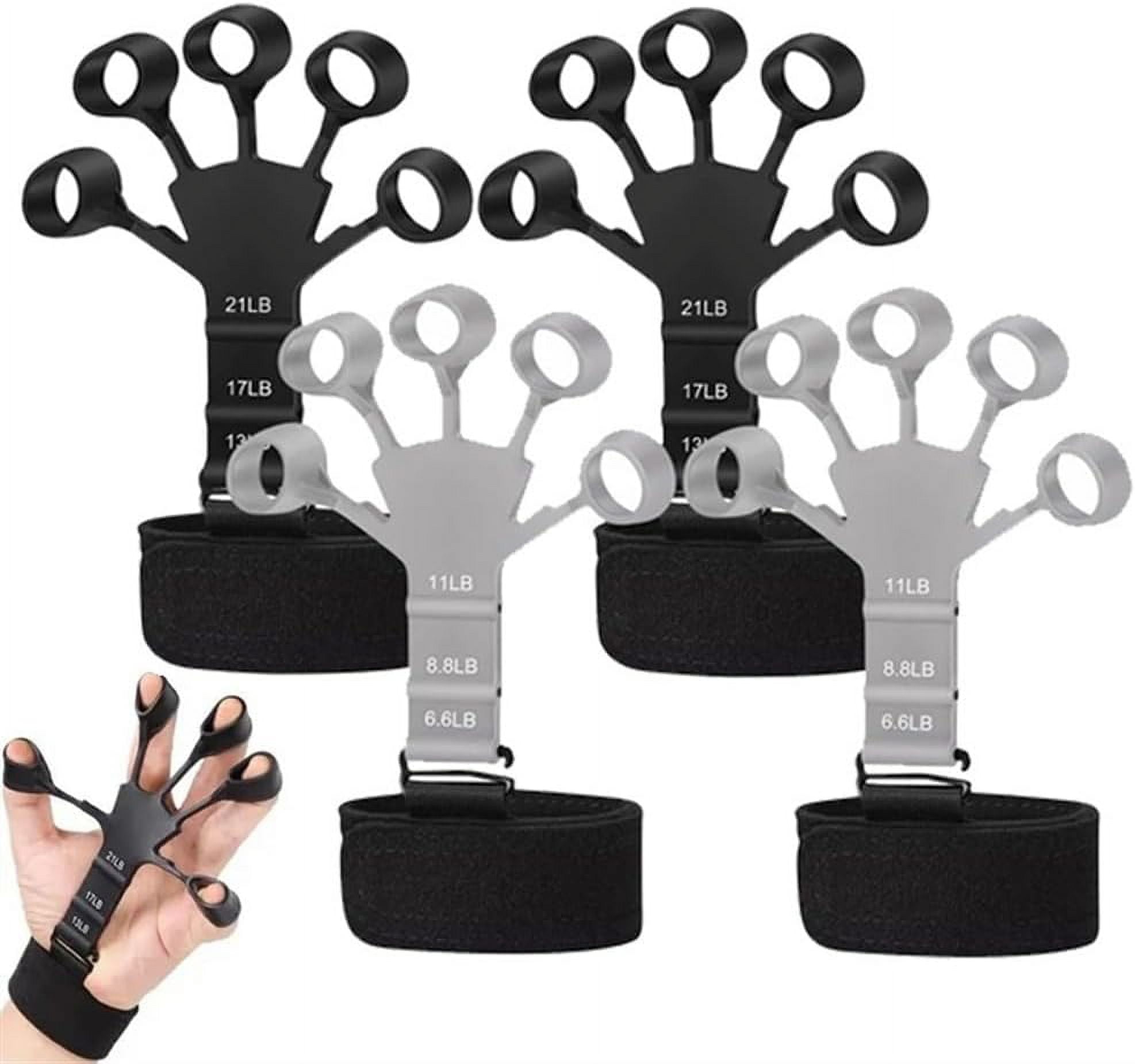 4Packs Finger Gripper Flex Gripster Guitar Hand Grip Exerciser Strengthener 6 Resistant Levels