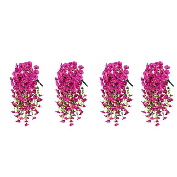 4Packs Hanging Flowers, UV-Proof Silk Morning Glories, No Fade Fake Plastic Flowers for Decoration Hanging Planters Indoor Outside Garden Porch Window Home Wedding