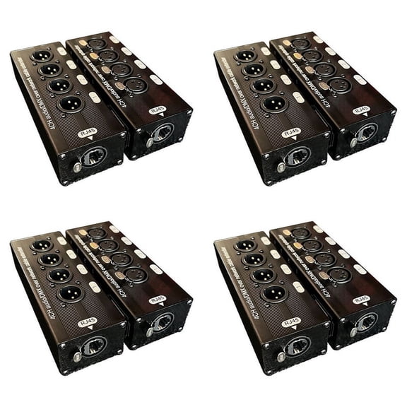 4Pair 4-Channel 3-Pin XLR Audio and Over Network Cable Extender, DMX512 Network Signal Extender 1 Male+1 Female