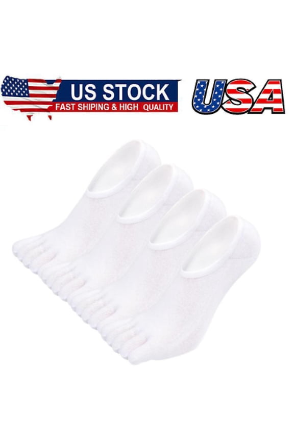 4Pair Men Toe Socks No Show Athletic Running Five Finger Socks Invisible Low Cut