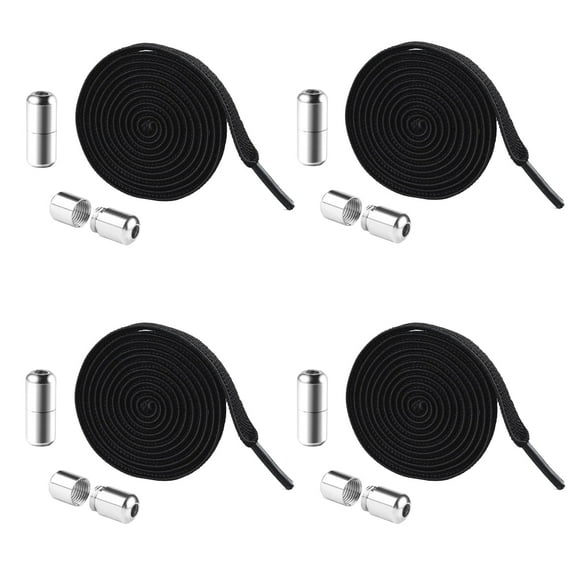 4Pair No Tie Elastic Shoelaces with Cute Colored Metal Shoe laces Buckle for Sneakers Casual Hiking