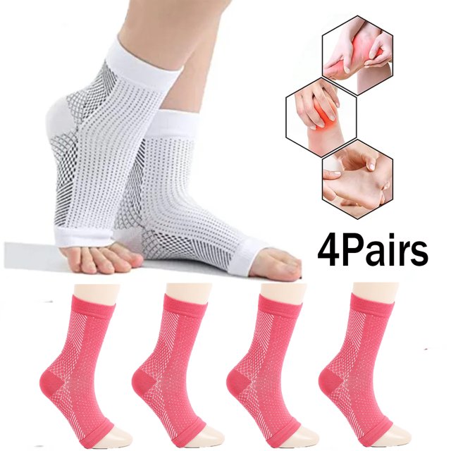 4Pair Socks Ankle Compression Sleeve for Women Men Ankle Support For Ankle For Swelling,Plantar
