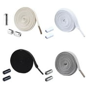 4Pair No Tie Elastic Shoelaces with Cute Colored Metal Shoe laces Buckle for Sneakers Casual Hiking walking Running Shoes Adults Kids(White Black Beige Gray)