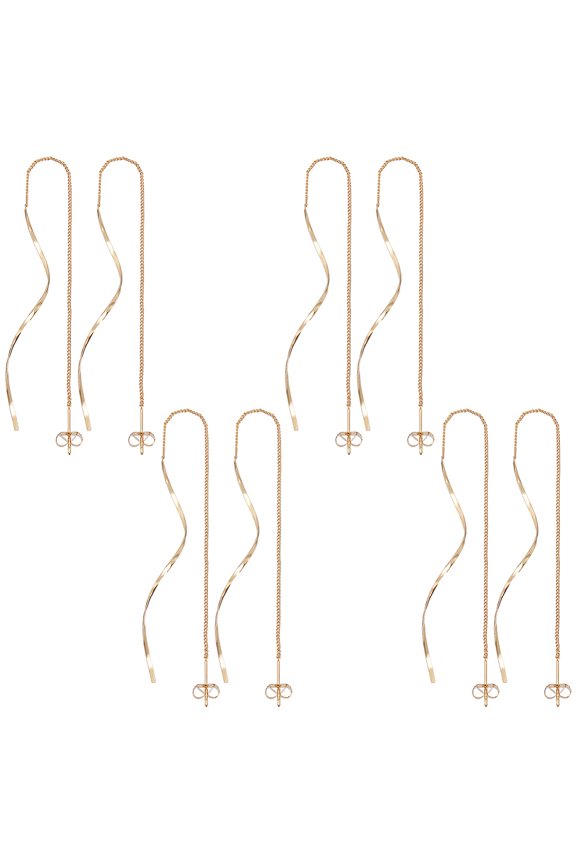 4Pairs 1mm Wide Ear Threads 15cm Long Gold Threader Earrings Metal Dainty Minimalist Dangling Drop Earrings Chain Earring Drop Earring Ear