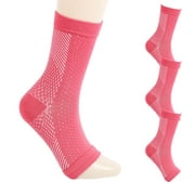 4Pairs Ankle Compression Sleeve Open Toe Сompression Socks for Swelling, Plantar Fasciitis, Sprain, Neuropathy for Women and Men-Red L/XL