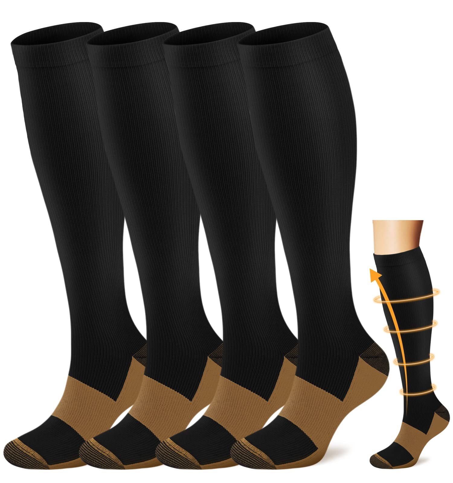4Pairs Compression Socks for Women & Men Circulation 1520 mmHg