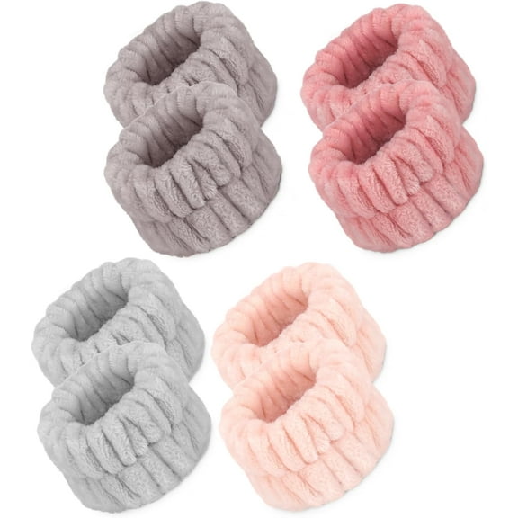 4Pairs Microfiber Wrist Bands for Washing Face, Women's Absorbent Face Washing Wristbands, Prevent Water from Spilling Down Your Arms