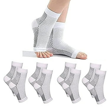 4Pairs Soothe Relief Compression Socks, Fitness Compression Socks Elastic Cycling Socks Ankle Brace for Plantar Fasciitis Sleeve Soothe - White