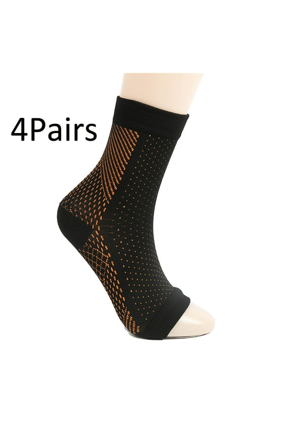 4Pairs Soothe Relief Socks for Neuropathy Pain,Neuropathy Socks for Women for Relief Swollen Feet & Ankles &Plantar Fasciitis(Orange,L/XL)