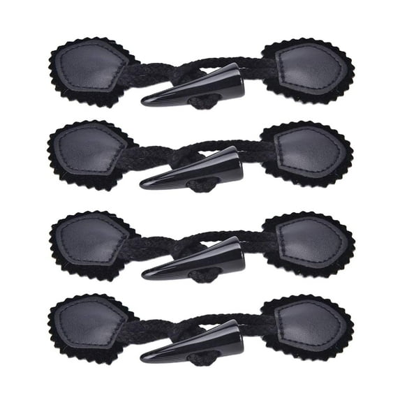 4Pairs Toggles with Resin Button Clothing Sewing Decorative - Black