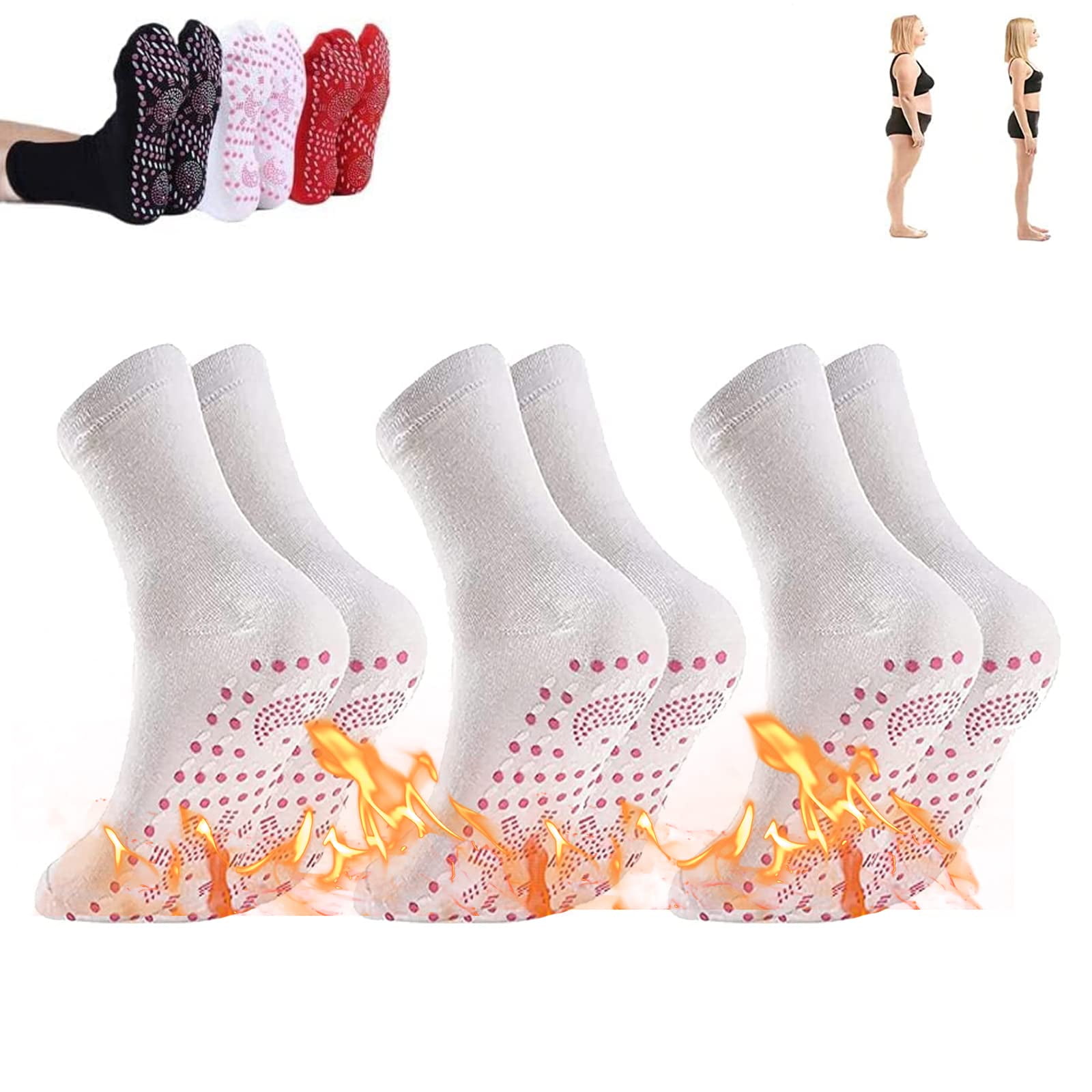 4Pairs Tourmaline Acupressure SelfHeating Shaping Socks, Tourmaline
