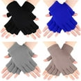 thumbnail image 1 of 4Pairs Unisex Half Finger Gloves Winter Warm Stretchy Knit Fingerless Gloves Touchscreen Typing Gloves, 1 of 6
