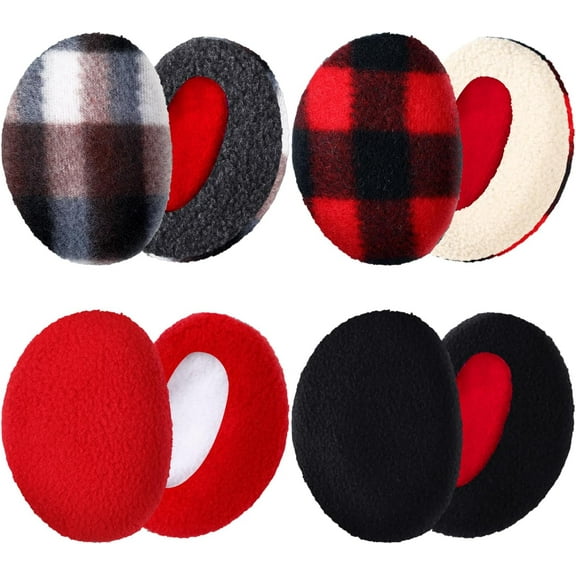 4Pairs Women Men Bandless Ear Muffs Fleece Ear Muffs Thick Winter Ear Covers Cold Weather Ear Warmer