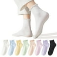 thumbnail image 1 of Ruffle Socks for Women, Multcolor Thin Frilly Socks Ladies Crew Cotton Socks for Girls, 6Pairs, 1 of 8