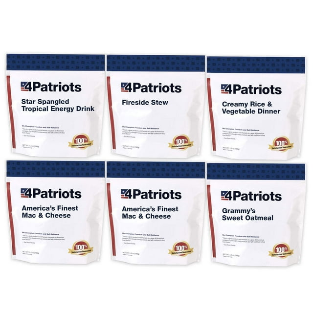 4Patriots 1-Week Emergency Food Supply Survival Kit - Freeze-Dried, Designed to Last 25 Years - 42 Servings of Delicious Breakfast, Lunch, & Dinner