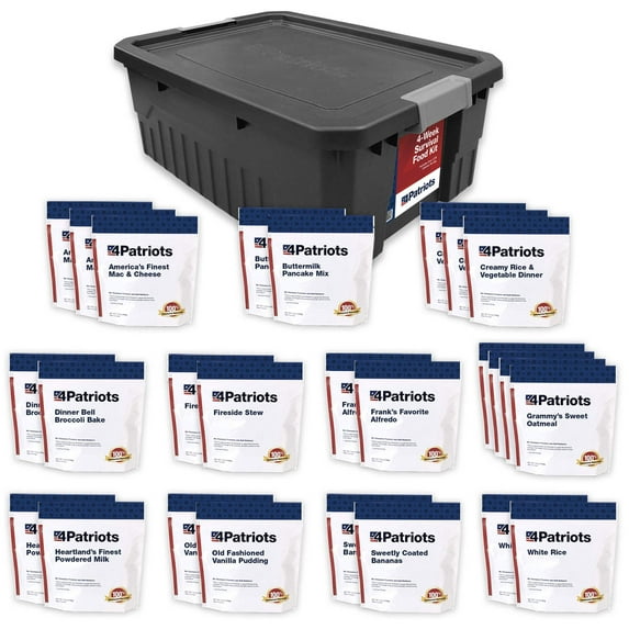 4Patriots 4-Week Survival Food Kit, Emergency Food Supply, Freeze Dried Food, 25-Year Shelf Life, 192 Servings