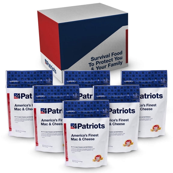 4Patriots America's Finest Mac & Cheese, Great for Camping or Emergencies, Long Term Storage  Contains 6 Pouches and 24 Servings