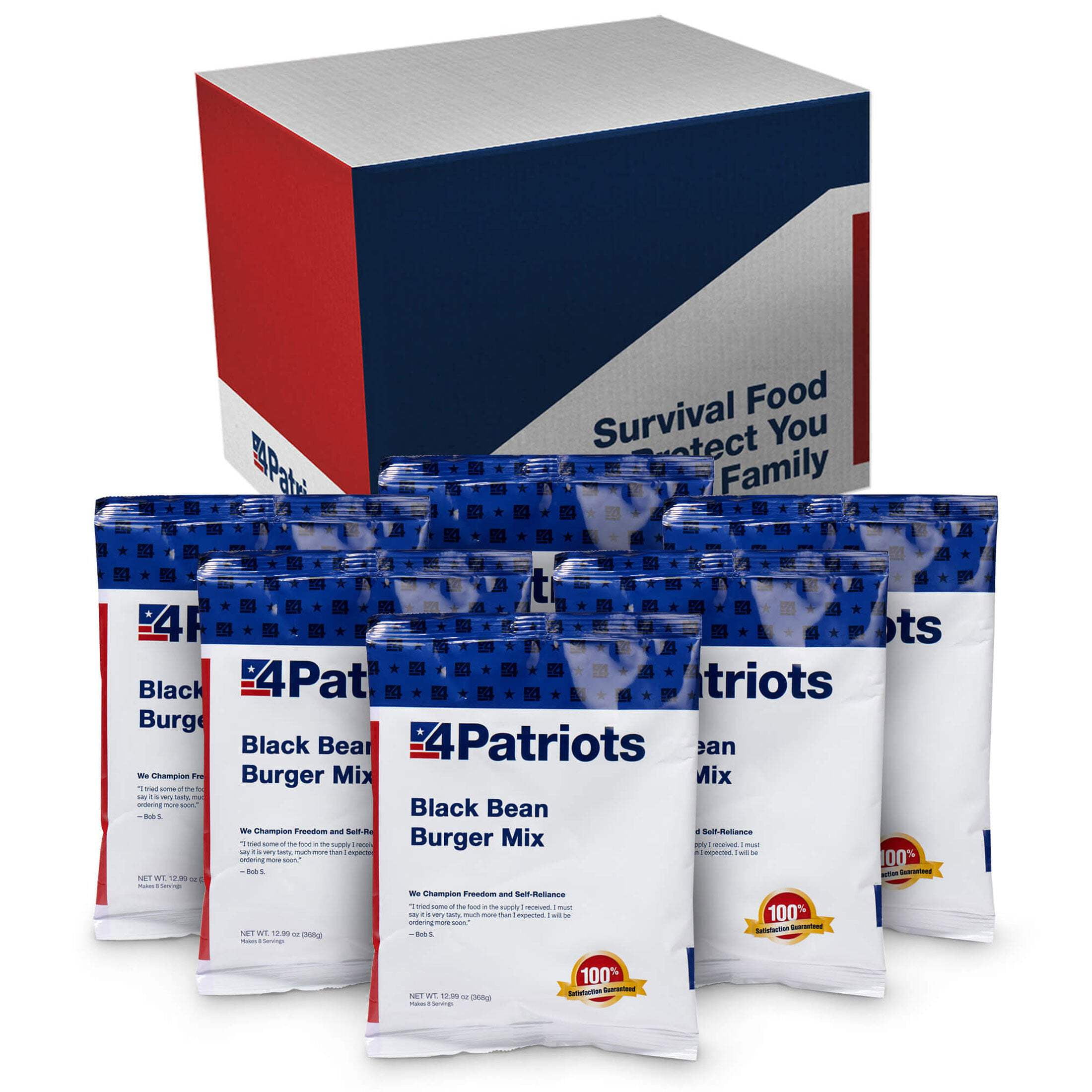 4Patriots: Black Bean Burger Mix Kit, Survival & Preparedness Food, Perfect for Backpacking or Hunting, Designed For 25-Year Shelf Life, Be Ready with 48 Juicy & Savory Servings