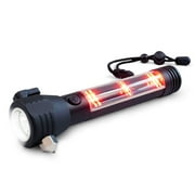 4Patriots Emergency Solar Powered Tactical Flashlight - 9-in-1 Multi Function Ultra-Bright Flashlight with Safety Hammer Seat Belt Cutter Compass for Hiking Camping