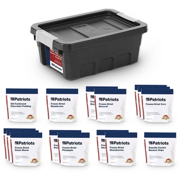 4Patriots Fruit, Veggie & Snack Emergency Food Supply Survival Kit, Perfect for Camping, Freeze Dried Preparedness Food, Designed to Last 25 Years, Be Ready with 120 Servings of Vital Nutrition