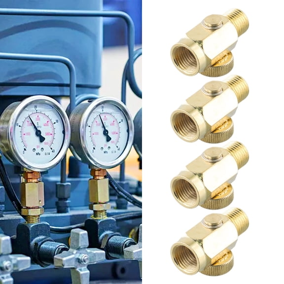 4Pc 1/4 Npt Inline Regulator Solid Brass Compressed Air Pressure Valve Tool