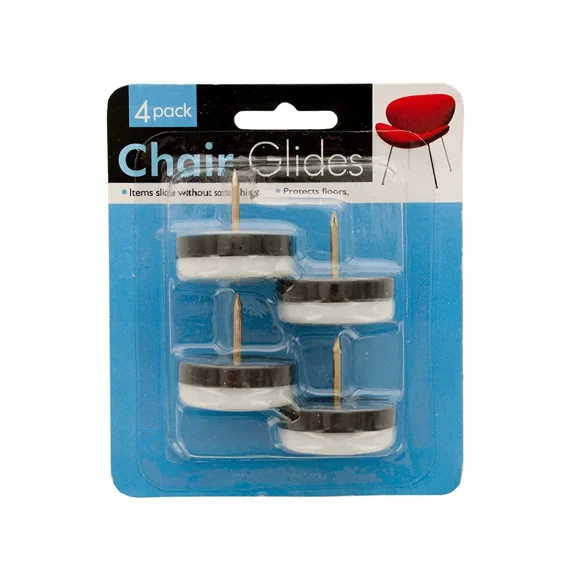 4Pc 1" Plastic Round Chair Glides + 3/4" Nails Furniture Floor Protector