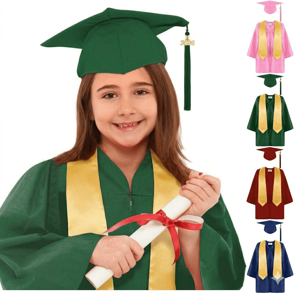 4Pc 2026 Kindergarten Graduation Cap And Gown Robe Dress Set With Stole ...