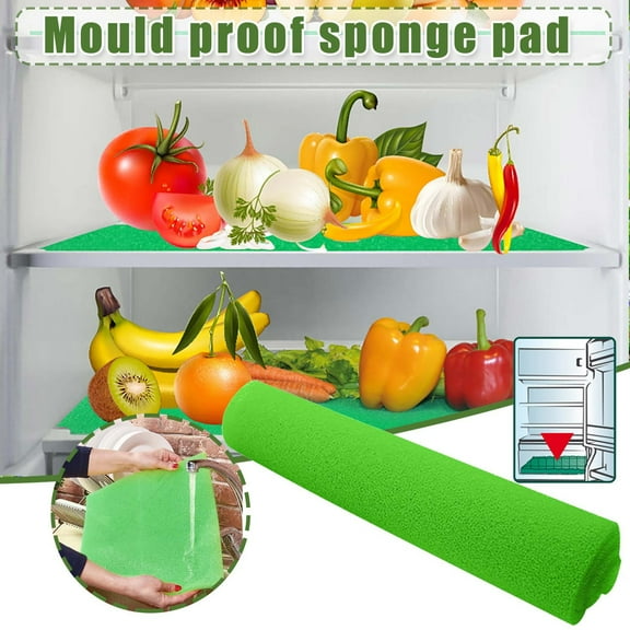 4Pc Absorbent Sponge Mat Refrigerator Freezer Shelf Liner, Antimicrobial Mold-Resistant Cut-To-Fit Fridge Liner, Ultra-Lightweight Keeps Fresh Clean Storage Solution
