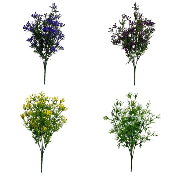4Pc Artificial Pearl Berry Greenery Bush Faux Foliage With White Berries For Home Garden Wedding Decor