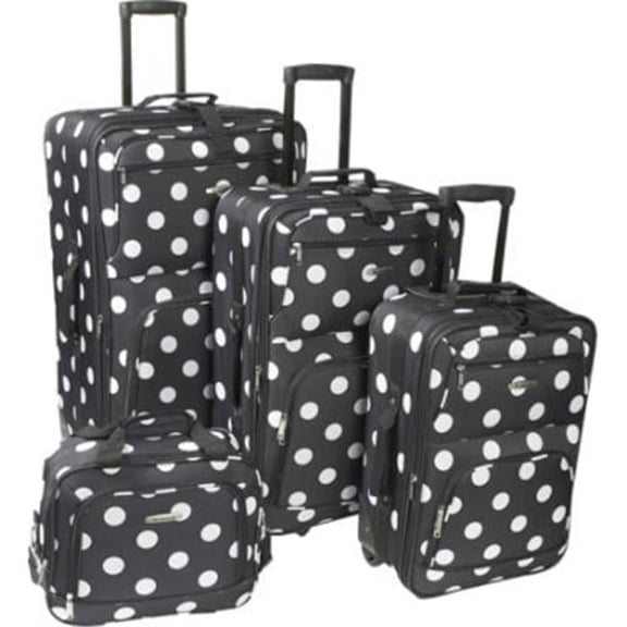 4Pc Black Dots Luggage Set