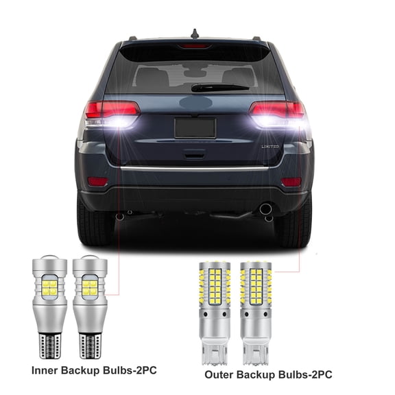 4Pc Car LED Backup Bulbs for 2017-2021 Jeep Grand Cherokee LED Car Reverse Inner Backup Light Bulbs CANBUS