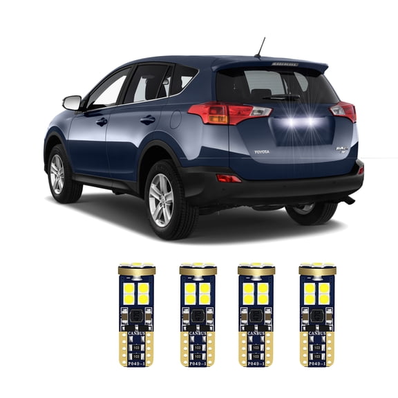 4Pc Car Led License Plate Bulbs for 1996-2018 Toyota RAV4 T10 194 3030-SMD LED Number Plate Light CANBUS White