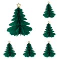 thumbnail image 1 of 4Pc Christmas 3D Honeycomb Paper Ornaments, Hanging Tree Paper Decorations, Foldable Paper Snowflake Hanging Decor, Winter Holiday Ceiling Hangings, Xmas Paper Craft Party Supplies, 1 of 5