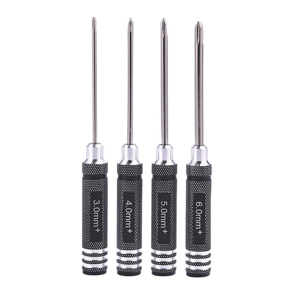 4Pc Cross Screwdriver Tool Kit 3/4/5/6Mm Wrench Drivers for Rc Helicopter Black