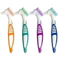 thumbnail image 1 of 4Pc Denture Teeth Brush, Easy Grip Handle Double Sided Toothbrushes Multi-Layered Bristles, Denture Cleaning Care Cleaning Brush, Rubber Anti-Slip Handle (Purple, Green, Blue, Orange), 1 of 8
