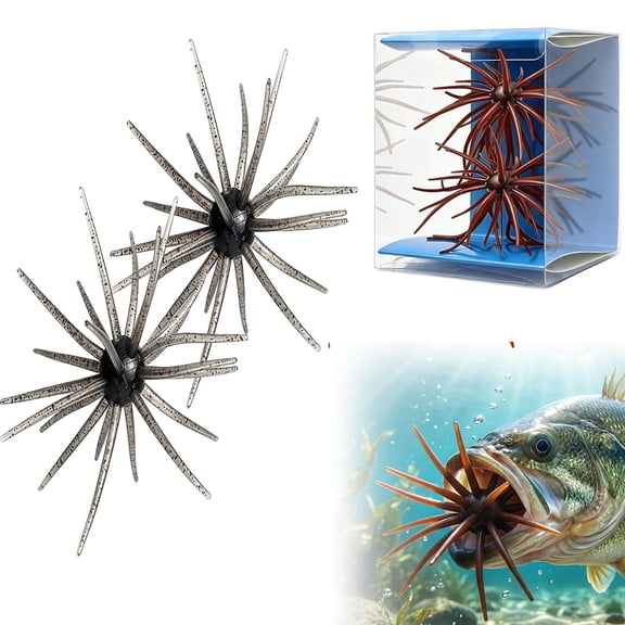 4Pc Dice Bait, Fuzzy Baits for Bass Fishing, Floating TPR Swimbait with Reflective Stars,Tentacle Creature Lure, Sea Urchin Bait Soft Plastic Baits, Wacky/Neko Rig and Finesse, Slow Sinking