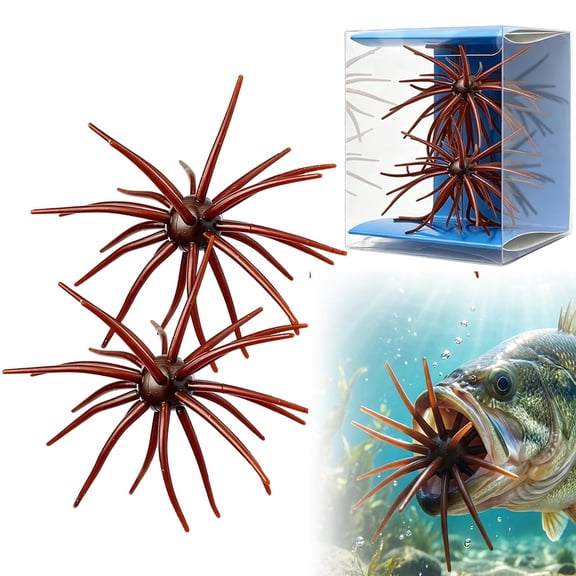 4Pc Dice Bait, Fuzzy Baits for Bass Fishing, Floating TPR Swimbait with Reflective Stars,Tentacle Creature Lure, Sea Urchin Bait Soft Plastic Baits, Wacky/Neko Rig and Finesse, Slow Sinking